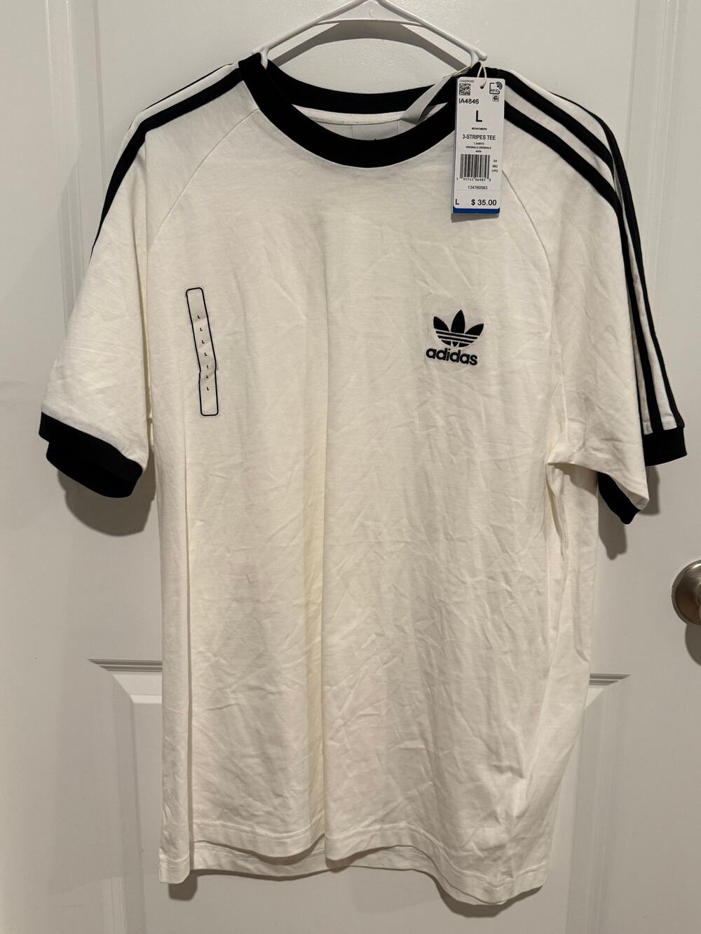 Adidas Originals Adicolor 3-Stripes Tee Men’s L White Black NWT